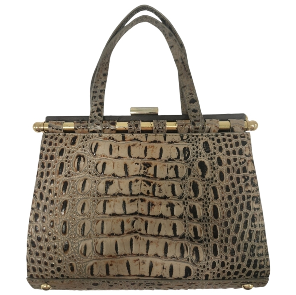 Merrell McGuiness Croc Embossed Leather Reversible Handbag Clutch Rare